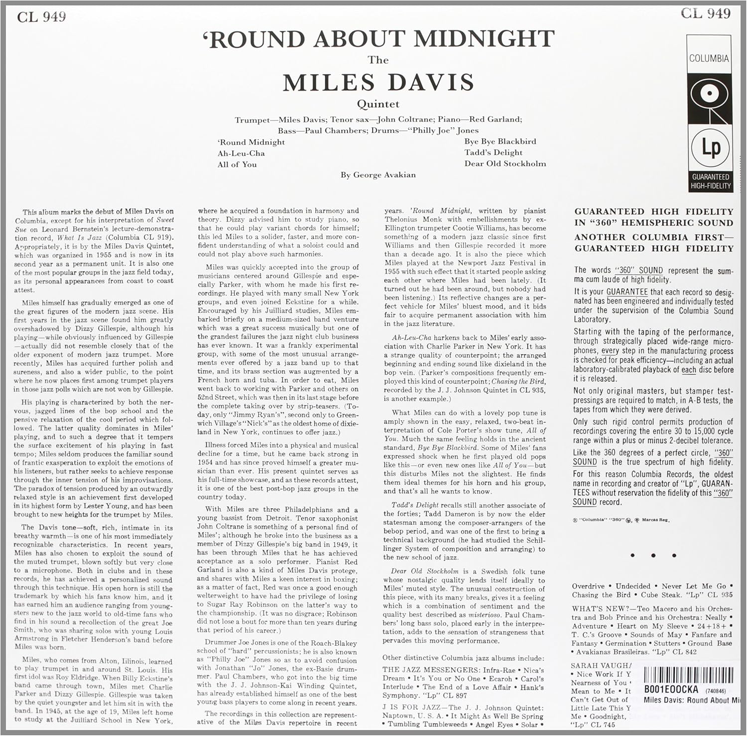 MILES DAVIS QUINTET - Round About Midnight